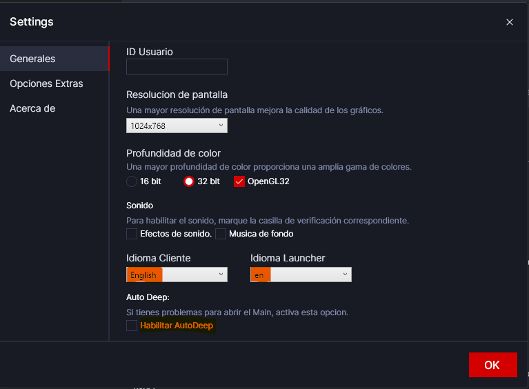 Configuración Correcta Launcher